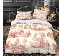 QIAVXZIP Scène Vintage Impression 3D 3 pièces Housse de Courtepointe Motif Toile de Jouy française Housse de Couette Microfibre Doux Respirant pour bébés Adolescents Hommes Double（200x200cm）