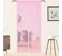 QiBoYuYe Rideau Fil Rideau De Porte en Perles Rideaux Mouche pour Porte Exterieur Moustiquaire Rideau Anti Mouches Exterieur Cloison De Séparation De Pièces (Rose 90x200cm)