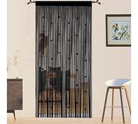 QiBoYuYe Rideau Fil Rideau De Porte en Perles Rideaux Mouche pour Porte Exterieur Moustiquaire Rideau Anti Mouches Exterieur Cloison De Séparation De Pièces (Noir 90x200cm)