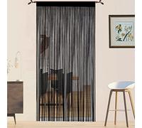 QiBoYuYe Rideau Fil Rideau Porte Fenetre Rideau Anti Mouches pour Porte Exterieur Moustiquaire Rideaux Rideau Anti Mouche Exterieur Cloison De Séparation De Pièces Rideau De Porte (Noir, 90 x 200 cm)