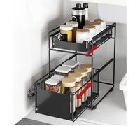 QIFAshma®Tiroir de rangement sous évier à 2 étages pour cuisine/salle bain,panier coulissant en métal