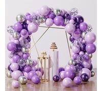 QIFU Arche Ballon Violet - 102pcs Kit Arche Ballon Anniversaire Violet Metallique Argentés Guirlande Ballons pour Ballons Anniversaire 1 An Fille Bapteme Mariage
