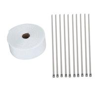 Qiilu 33FT Bande Isolant Thermique Céramique pour Tuyeau Manifold Voiture Moto avec 10pcs Colliers de Câble Blanche 10m x 5cm* 1.5mm SI-A0261