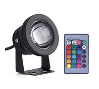 Qiilu Marine Boat Yacht 10W 12V RGB LED Spot sous marin IP67 Waterproof Pond Aquarium Lamp(Noir)