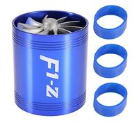 Qiilu Turbonator pour voiture - Turbine à double ventilateur - Chargeur de gaz - Pour économie de carburant - Bleu