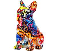 Qikam Bouledogue Français Statue - Graffiti Chien Multicolore Créative | Décoration Intérieur pour La Maison