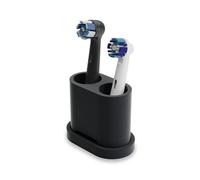 Qikfresh - Support pour 2 brossettes et brosses à Dents - Compatible avec Oral-B, IO, Philips Sonicare, Waterpik, Fairywill - en Silicone de qualité Alimentaire (Noir)