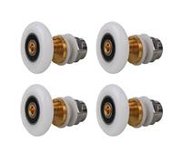 Qikuver Roulettes Porte de Douche 27mm, Roulette Porte Coulissante Douche en Laiton 4 Pièces pour Rouleau pour Remplacement de Douche Coulissante Verre Porte Coureurs Rouleaux (27MM)