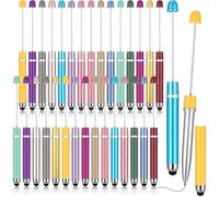 Qilery Lot de 30 stylos perlés avec pointes de stylet, stylets perlés 2 en 1, stylet tendance multifonction pour écran tactile en caoutchouc, stylo à bille d'écriture manuscrite, encre noire