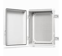 QILIPSU Couvercle à charnière en acier inoxydable - 410 x 310 x 180 mm - Boîte de jonction avec plaque de montage - Boîtier de projet universel IP67 étanche - Boîtier électrique - Plastique ABS gris