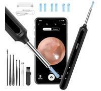 Qimic Ear Otoscope, Camera Ear, 1080P HD Earwax Removal Camera Kit with 6 LED Lights, 3.5 mm Ear Cleaning Tool, Suitable for iOS and Android Smartphones (Black)