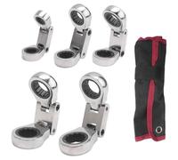 qimoi Ensemble de Clés Mixtes à Rochet Flexibles à Tête Courte en 5 Pièces - Ensemble de Clés Mixtes à Rochet Double Boîte à Tête Flexible - Clé à Rochet Double Tête Métrique 8 10 12 13 14 15 16 17 18