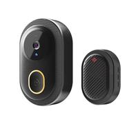 qimoi Tuya WiFi Vidéo Sonnette sans HD Caméra IR Alarme Sécurité Smart Home WiFi Interphone Sonnette Caméra pour Maison Noir