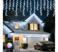 QINER Icicle Lights Rideau, 13M Guirlande Lumineuse Intelligentes, 400 LEDs deco d'intérieur et d'extérieur,16 millions de couleurs 40 modes pour mariage, Parti, Festive, cour, décoration de patio.