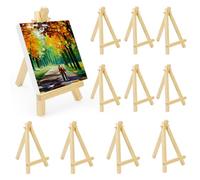 QINERSAW Lot de 10 supports en bois, petit marqueur triangulaire, porte-photo pour mariage, décoration de bricolage, 15 x 8 cm