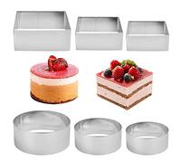 QINERSAW Lot de 6 anneaux à dessert en acier inoxydable - Mini anneaux à gâteau - Ronds en mousse - Moule à gâteau - Moule à tartelette - Diamètre : 6/8/10 cm