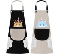 QINERSAW Tablier de Cuisine en PVC Imperméable pour Peinture et Nettoyage - Tablier Adulte Femme pour Barbecue (2 PCS)