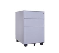 QINGGANG-0224 Classeur Armoire Mobile en Acier, Petite Armoire à Pousser, Meuble de Rangement sous Le Bureau, Trois tiroirs avec roulettes(Grigio)