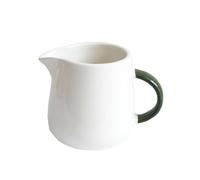 QINGGANG-0224 saucière Petit pichet à lait blanc simple avec poignée verte, récipient crème en céramique de 288 ml Vaisselle de cuisine