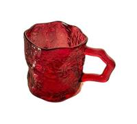 QINGGANG-0224 verres à gobelet Verre à boire texturé glacier de 20 cl, verre transparent massif avec anse for eau, lait, jus et café Fête au restaurant(Red)