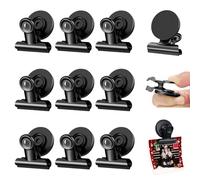 QINGHEC 12 Pièces Clips Magnétiques, Pince Aimantée Frigo, Magnetic Clip, Aimants Tableau Magnétique, Clips Magnétiques en Métal, Pince Aimantée Puissante pour Maison, Bureau, École (Noir)