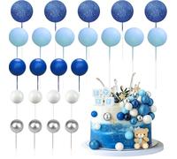 QingWing 50 pièces Gâteau Balle Décoration, Boules en Mousse | Decoration Gateau Anniversaire, Mini Ballons décoration gateau, pour Gâteau d'anniversaire, Mariage, Anniversaire Série Bleu