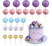QingWing 50 pièces Gâteau Balle Décoration, Boules en Mousse Decoration | Gateau Anniversaire, Mini Ballons décoration gateau, pour Gâteau d'anniversaire, Mariage, Anniversaire Série Violet Pailleté