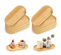 QingWing 8 Pièces 17,2 x 8,8 x 1 cm Plateaux Ovales en Bambou | Ovales Plateau en Bambou Bord élevé, Plateau Décoratif Solide, pour Thé ou Café, Dessous de Verre, Dessert, Succulente