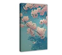 QIOTBVV Impression sur toile représentant une branche de cerisier japonais, pour décoration de chambre à coucher, bureau, chambre, cadeau 40,6 x 61 cm (L x l)