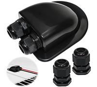 QIQN Passe-Toit Etanche en ABS Double entrée de câble Solaire Passe Toit Camping Car avec Presse Etoupe pour VR, Bateaux, Caravane (Noir) (Dachdurchführung 2-Fach Schwarz)