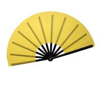 QIRMIZI Grand éventail pliable en nylon pour rave - Éventail vintage rétro pour kung fu kung fu kung fu, tai-chi, danse, festivals de musique, fêtes et décorations, jaune