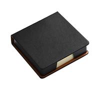 QishGO Support de bloc-notes autocollant en cuir pour cartes de nom, distributeur de notes adhésives pour étui avec couvercle, support de bureau, bord noir huilé
