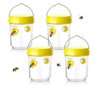 QiSino Ensemble de pièges à guêpes 4 pièces, piège à frelons géants asiatiques, piège à guêpes Amovible et réutilisable (Jaune)
