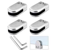 QitinDasen 4 Pièces 10～12 mm (L Taille) Pinces à Verre, Pince à Verre en Acier Inoxydable 304, Support de Serrage en Verre Réglable à Dos Plat, pour Main Courante Balustrade Escalier (Argent)