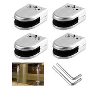 QitinDasen Lot de 4 pinces à verre de 8 à 10 mm (taille M) - Pince à clip en acier inoxydable 304, support de serrage réglable à dos plat, pour rampe, balustrade d'escalier (argenté)