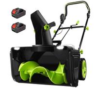 QITUJOUR Souffleuse à Neige sans balais avec 2/4/6 Batteries, 3500 W | Idéale pour allées, avec phares DEL doubles intégrés et goulotte réglable pour terrasses et trottoirs