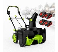 QITUJOUR Souffleuse à Neige sans balais avec 2/4/6 Batteries, 3500 W | Idéale pour allées, avec phares DEL doubles intégrés et goulotte réglable pour terrasses et trottoirs