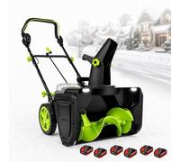 QITUJOUR Souffleuse à Neige sans balais avec 2/4/6 Batteries, 3500 W | Idéale pour allées, avec phares DEL doubles intégrés et goulotte réglable pour terrasses et trottoirs