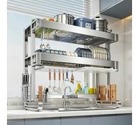 QIUHTR Égouttoir Vaisselle Au-Dessus Évier,Organisateur INOX Cuisine