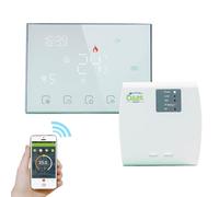 Qiumi Contrôleur de température RF Smart WiFi sans fil pour chauffage au sol, fonctionne avec Alexa Google Home, batterie 16 A 2 AA