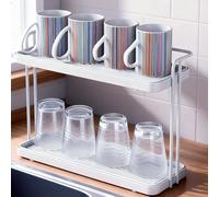 Qivine 2 Couches Sèche Biberon Égouttoir, Egoutte Biberon Vertical avec Bac d'égouttement Amovible, Gain de Place, Egouttoir Biberon Bebe Multi-Usages pour Biberons, Verres et Bouteilles