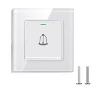 Qivine Bouton Sonnette Exterieur, 8,6 x 8,6 cm Bouton de Sonnette pour Boîtier Encastré 68mm, Simple & Sobre Ding-Dong Sonnette 220~250 V, pour Particuliers et Hôtels (Blanc)