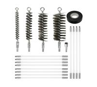 Qivine Kit de 18 Brosses de Nettoyage de Cheminée, Kit Nettoyage Gaine Vmc Souple, Hérisson Ramonage en Nylon avec 12 Tiges Flexibles et 4 TêTes de Brosses, pour Tuyau d'égout et Cheminée