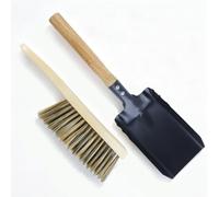 Qivine Pelle et Balayette pour Cheminée, Ensemble 3 Pièces Pelle et Balayette en Métal, Kit pour Cheminée Poêle à Bois Barbecue, Usage Intérieur et Extérieur