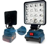 Qivine Projecteur LED Rechargeable pour BOSCH Batterie 18V, 48W 6000LM Projecteur de Chantier Alimenté Par Pile, Lampe de Travail LED avec USB & Type C, pour Camping, Garage, Réparation Automobile