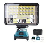 Qivine Projecteur LED Rechargeable pour BOSCH Batterie 20V, 50W 3000LM Projecteur de Chantier Alimenté Par Pile, Lampe de Travail LED avec USB & Type C, pour Camping, Garage, Automobile (50W 20V)