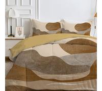 Qiwagu Couette 4 Saisons 240x260 cm Brun, Couette Imprimée Bohême pour lit 2 Personnes, Couette Réversible sans Housse, Lavable en Machine, Couette Légère 200GSM avec 2 Taies d'oreiller