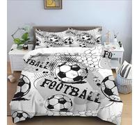 Qiwagu Housse de Couette 160x200 GarçOn Sportif, Parure de Lit 1 Personne Football avec 2 Taies d'oreiller 65x65 cm, Z31