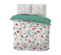 Qiwagu Housse de Couette 200x200 Blanc, Parure de Lit 2 Personnes pour Lit 140x190 160x200, Housse Couette Imprimée Fleur, Ensemble de Literie Ultra Doux avec 2 Taies d'oreiller 65x65 cm, B313