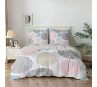 Qiwagu Housse de Couette 200x200 Blanc, Parure de Lit 2 Personnes pour Lit 140x190 160x200, Housse Couette Imprimée Rayures Abstraites, Ensemble de Literie Ultra Doux avec 2 Taies d'oreiller 65x65 cm